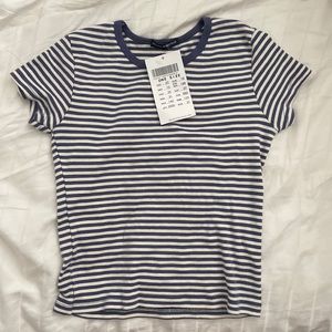 Brandy Melville |  Stripped White & Light Navy Blue Shirt
